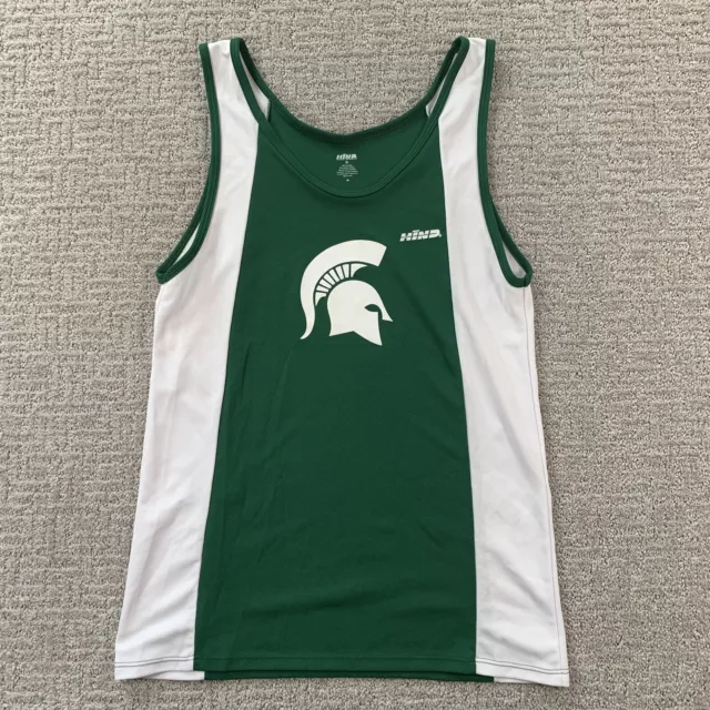 Hind Michigan State Spartans Shirt Medium M Green White Tank Top USA Made Mens