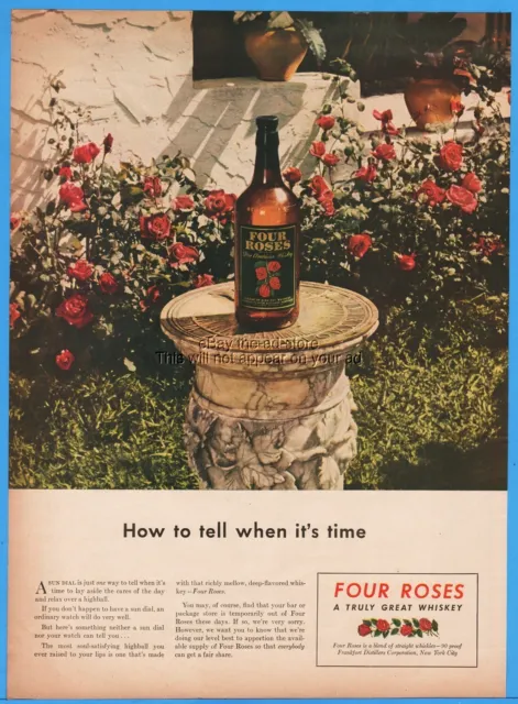 1944 Four Roses Whiskey Frankfort Distillery Lexington KY Sundial TIME Ad