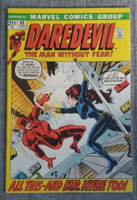 Marvel Daredevil #83 bronze age VF- 7.5 1972 Romita cover Black Widow Mr Hyde