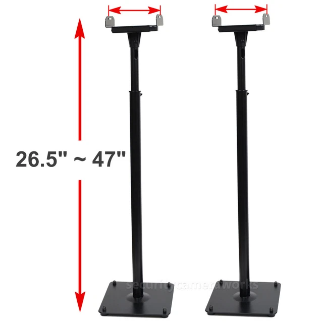 2 SURROUND SOUND Bookshelf Floor Speaker Stands Side Clamp Heavy Duty