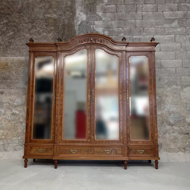 Impressionnante Armoire à Glace Penderie H 2.70m Louis XVI en acajou noyer