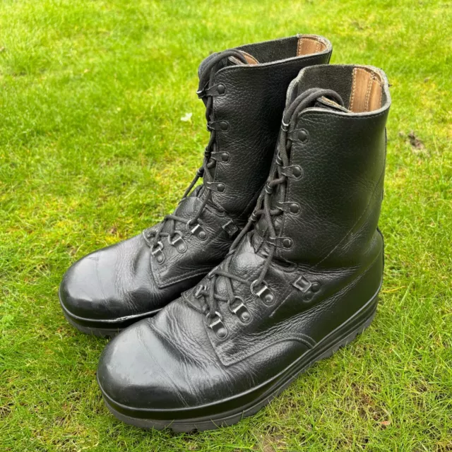 Swiss Army Black Leather Boots Military Surplus Combat Shoes Military Surplus