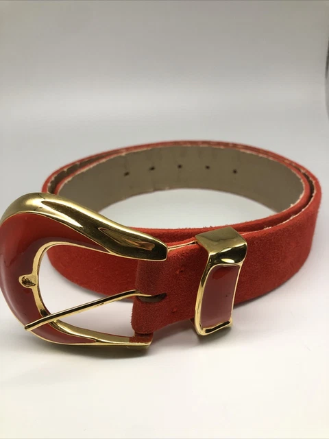St John soft suede belt vintage size 8 orange red salmon color (vtg wear seen)