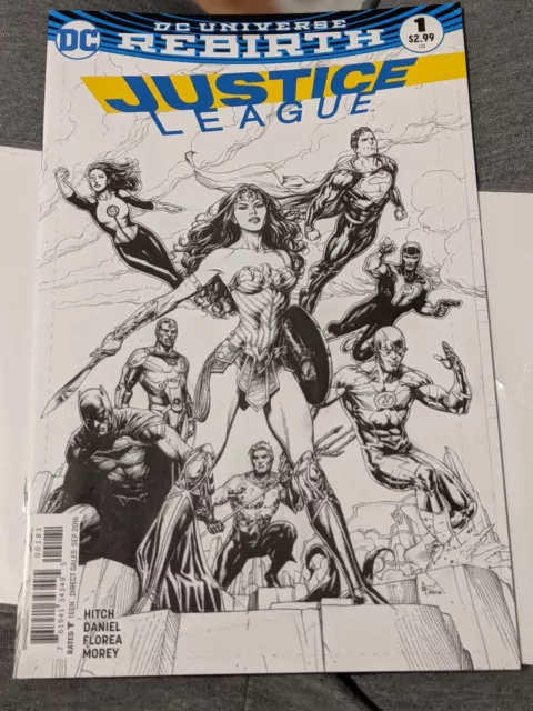JUSTICE LEAGUE #1 FRIED PIE GARY FRANK SKETCH VARIANT 2016 DC Rebirth