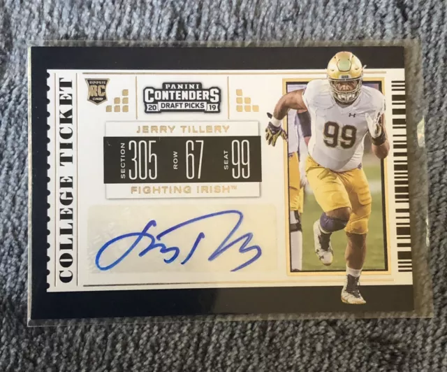 2019 Panini Contenders Draft Jerry Tillery Rookie Auto