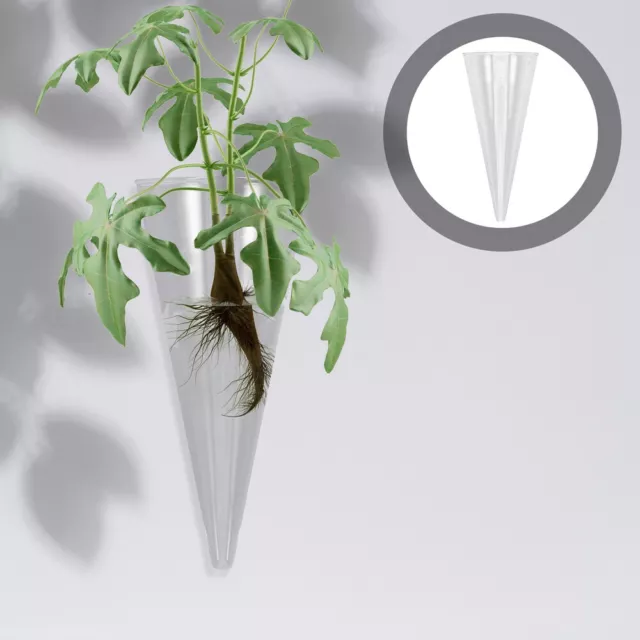 Wall Hydroponic Vase Cone Shape Flower Holder Vase Hanging Glass Planter