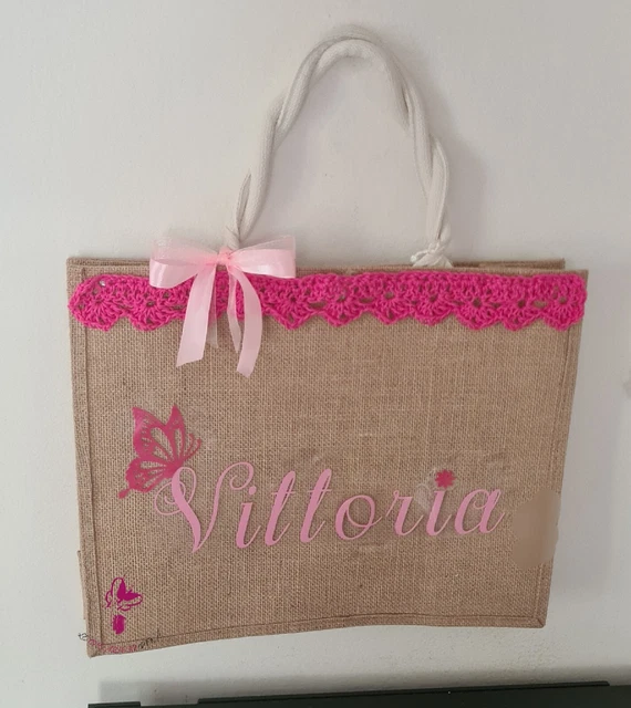 Shopper In Cotone Loxato Grande - Borsa Juta Naturale, 49x38x14 Cm, Per Spiaggia E Spesa - Foto 14