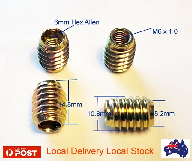 Timber Insert Socket M6 M8 HARD Wood Screw-in Steel Timber Insert Hex Socket Nut Flangeless ...