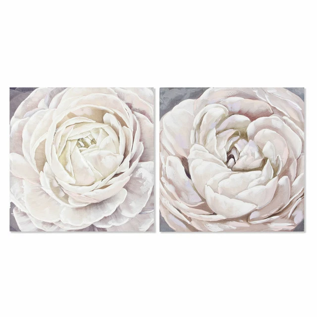 Cadre DKD Home Decor Fleur (2 pcs) (80 x 3 x 80 cm)