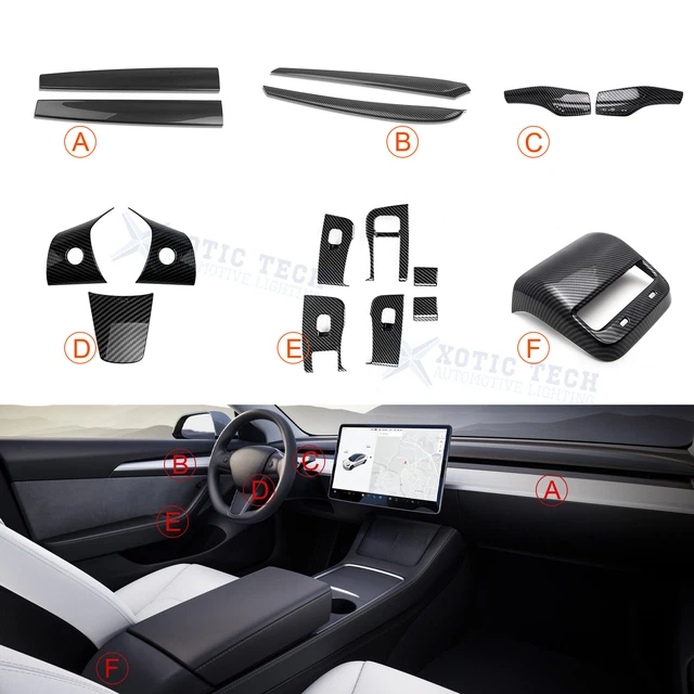 CARBON FIBER STYLE Interior Accessories Decor Trim For Tesla Model 3 Y