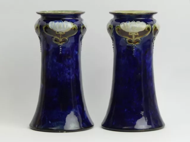 A Pair Of Royal Doulton Art Nouveau Pottery Vases - Maud Bowden