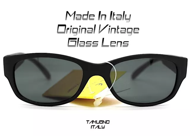 OCCHIALI DA SOLE UOMO RETTANGOLARE nero grigio VINTAGE SUNGLASSES MADE in ITALY