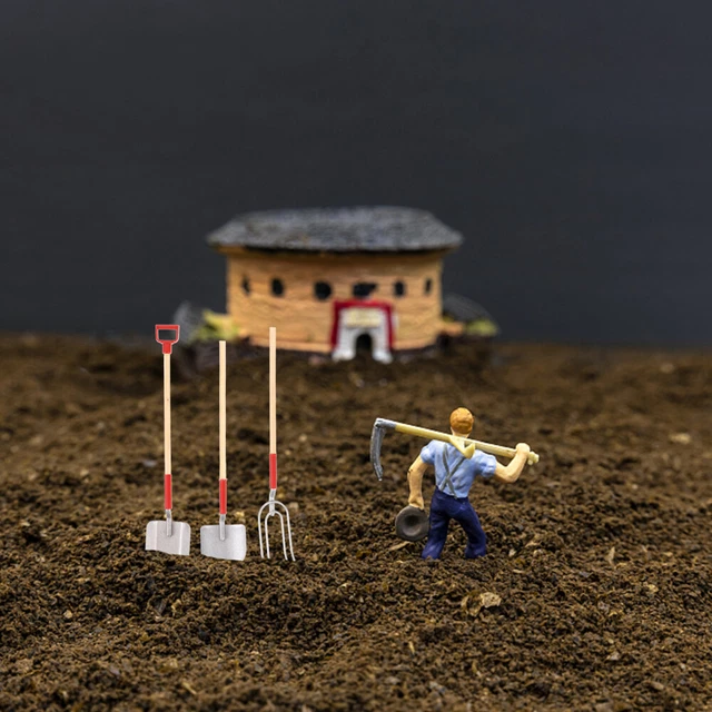 3 Pcs Garden Hand Shovels Miniature Dollhouse Farm Tool Accessories