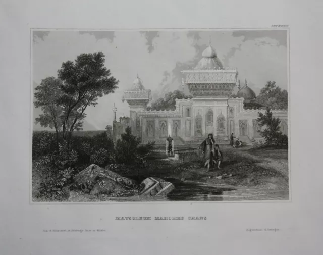 1840 - Mausoleum Mohammed Kan Indien India Asia engraving gravure Stahlstich