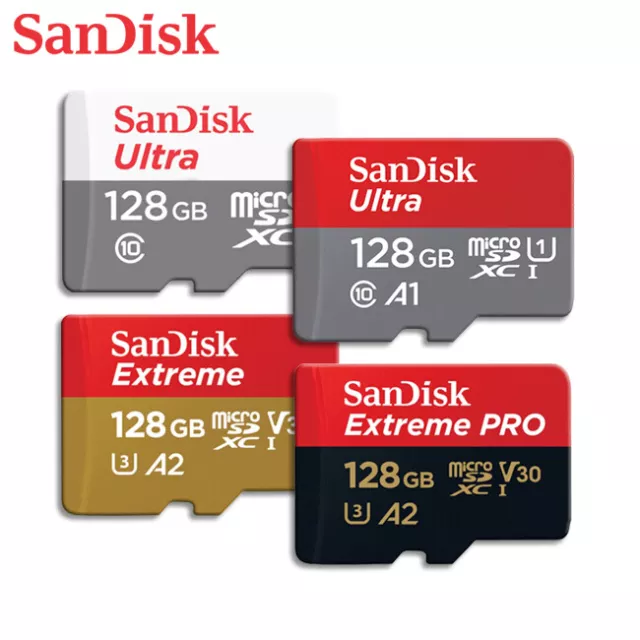 SanDisk Ultra / Extreme / Extreme PRO 128GB UHS-I microSDXC A1 / A2 Memory Cards