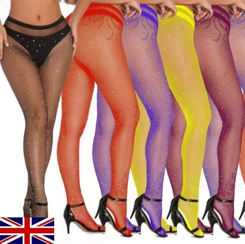 Womens Fishnet Tights Sexy Crystal Pantyhose Hosiery Carnival Festival Dance