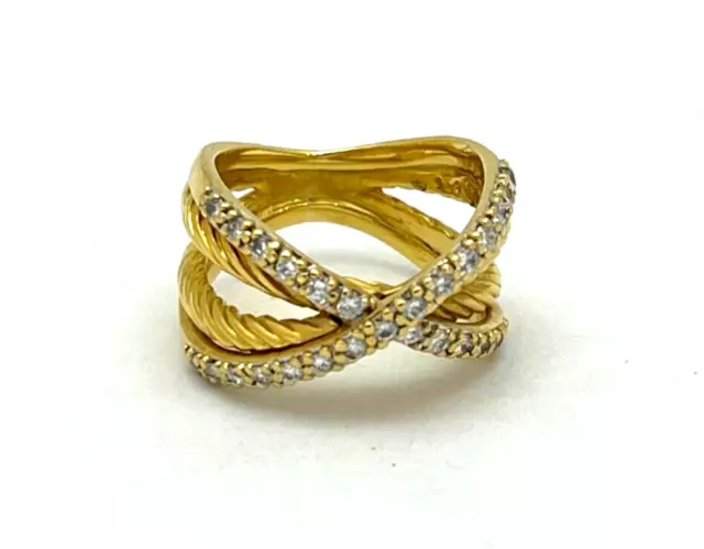 DAVID YURMAN DIAMOND X CROSSOVER 18k YELLOW GOLD OPEN BAND RING Size 6.5