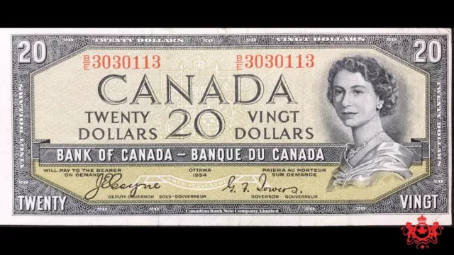 1954 Bank Of Canada $20 Devil Face Coyne/Tower Short Run B/E3030113 - VF/EF -