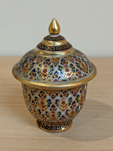 Beautiful Hand-painted Thai Porcelain Lidded Jar/Pot