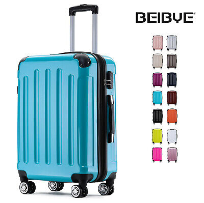 Arebos Eco Hartschalen Koffer Rollkoffer Reisekoffer Handgepäck aus ABS Material mit Zahlenschloss und 4 Rollen blau, Koffer Set M+L+XL 
