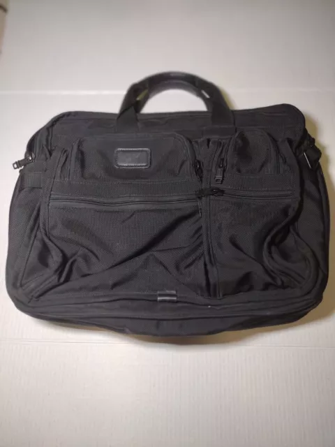 TUMI Alpha Black Nylon Ballistic Messenger Laptop Briefcase Bag 3 Compartments