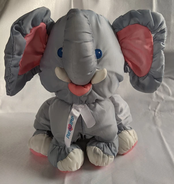Vintage 1993 Fisher Price Puffalump Elephant Gray Pink Stuffed Plush Animal Toy