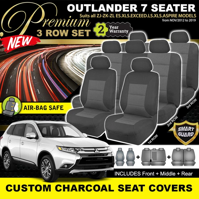 PREMIUM BLACK MITSUBISHI OUTLANDER ZJ ZK ZL SEAT COVERS 7 Seater