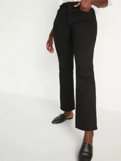 NWT Lands End Womens Curvy Fit Bootcut Black Chino Pants Size 16 35/36W $80 FF02