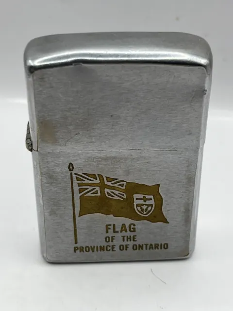 Rare Canadian Flag Of Ontario Niagara Falls Canada Zippo Lighter Used 1969-76