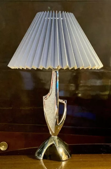 LAMPE DE CHEVET MODERNISTE CUBISTE MÉTAL CHROMÉ, 50/60/70 Abat-Jour Plus Récent