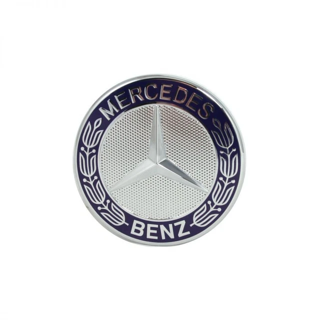 Genuine Mercedes-Benz Star Hood Emblem - Chrome/Blue Badge For Front Grille Replacement 7 thumbnail image