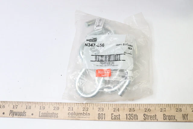 (5-Pk) National Hardware Open S Hooks Steel Zinc Plated 4" N347-856