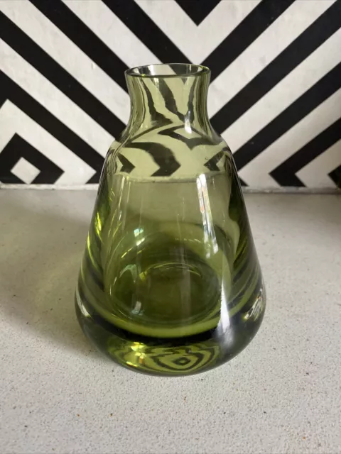 lovely vintage green art glass vase