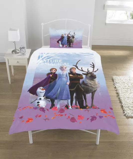 Disney Frozen 2 Family Single Panel Duvet Cover Bed Set Kid Girls Elsa Olaf Anna