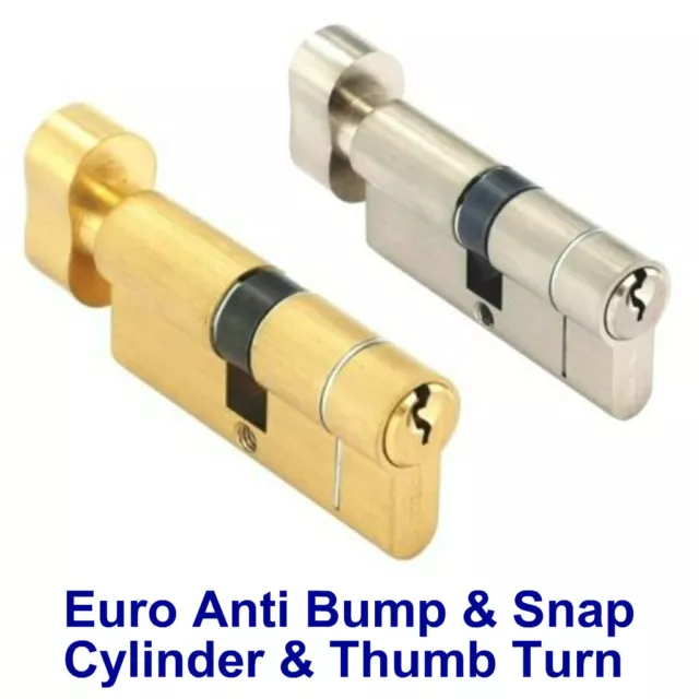 ANTI BUMP Drill & Snap Euro Cylinder - KEY & THUMB Turn 6 Pins ZQ