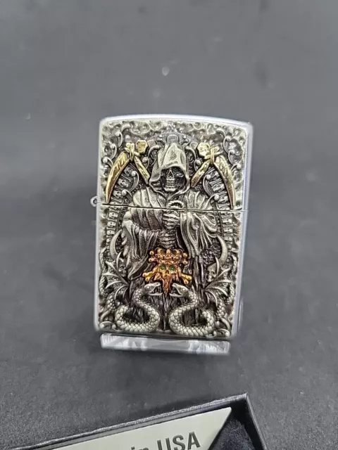 Rare 3D Grim reaper of death zippo