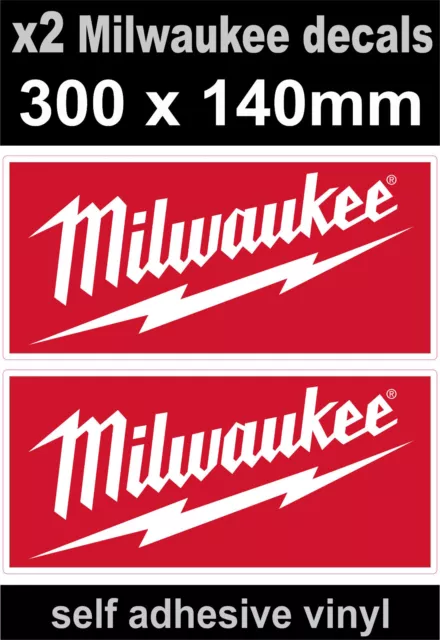 2 Milwaukee tools sponsor stickers 300mm motorsport decal car van truck workshop