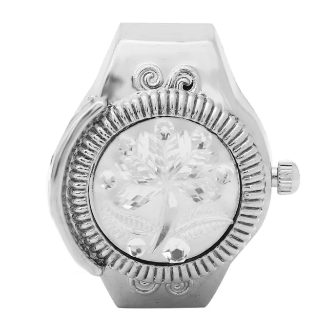 Finger Ring Watch Flip Up Cover Rose Women Finger Watch(White )(White ) RYZ