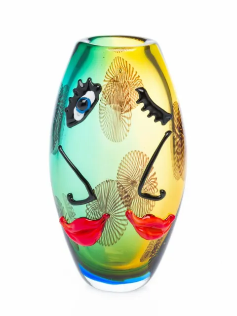 Decorative table vase - face design - italian murano style - glass