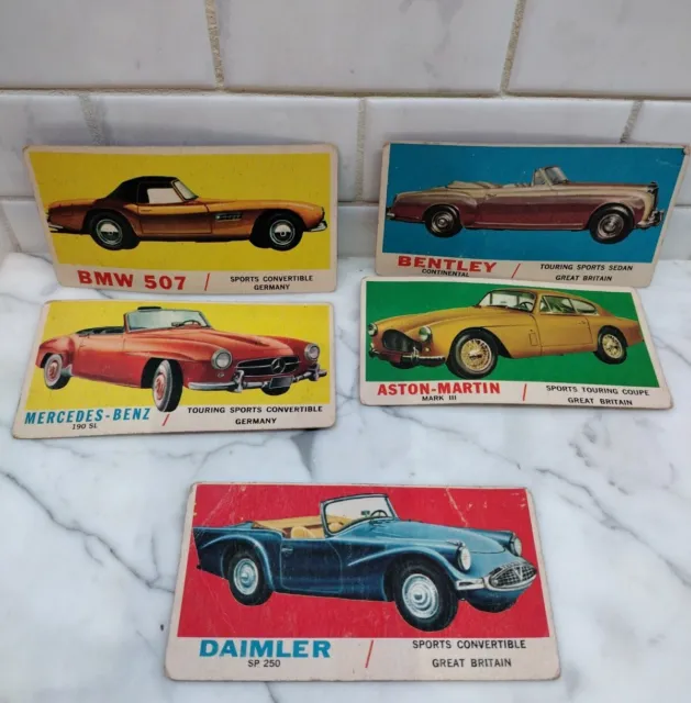 1961 TOPPS Sport Cars cards lot of 5 cards, RARE, see pictures for condition.