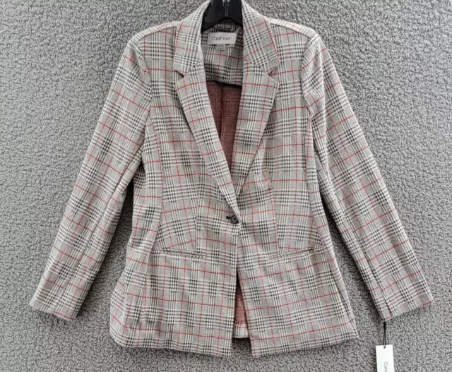 Calvin Klein Petite Printed Notched-Collar Single-Button Blazer Women's PM Multi