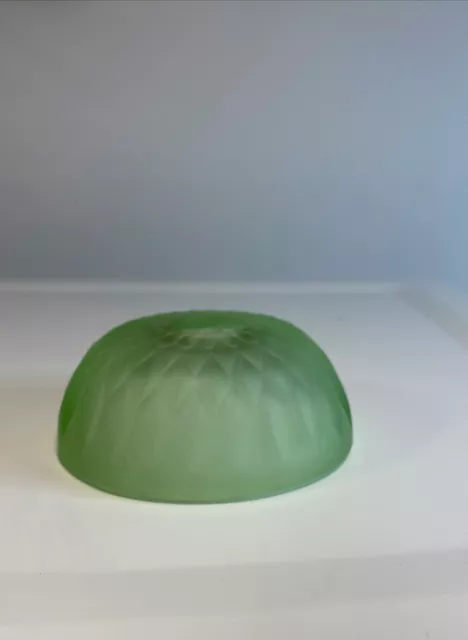 VINTAGE INDIANA GLASS FROSTED SATIN LIGHT GREEN GLOBE FAIRY Candle LAMP Top ONLY