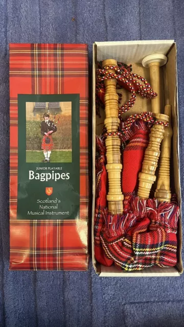 New In Box Junior Playable Bagpipes Musical Instrument Royal Stewart