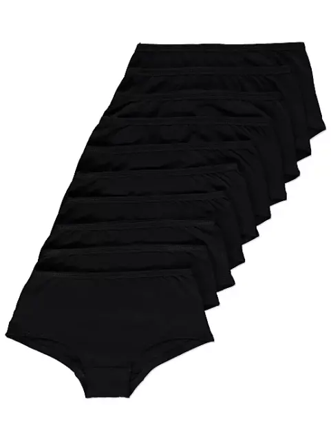 10 x Pairs Girls Plain Black Knickers Shorts Briefs Underwear Age 15-16 Years