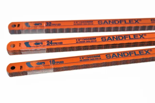 Bahco Sandflex Hacksaw Blades 18 24 32 TPI 12" 300mm Shatter Proof Bi - Metal 2