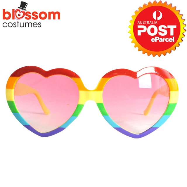 JDP7 Rainbow Hearts Costume Glasses Concert Mardi Gras Pride LGTBQ Festivals