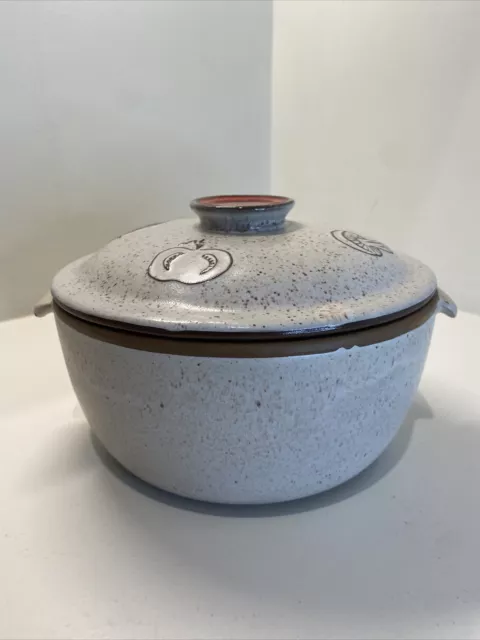 VTG Goss Vermont Stoneware Pottery Brown Speckled Lidded Medium Casserole Dish