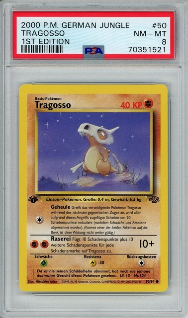 2000 Pokemon German Jungle Tragosso 1st Edition #50/64 NM - MINT PSA 8