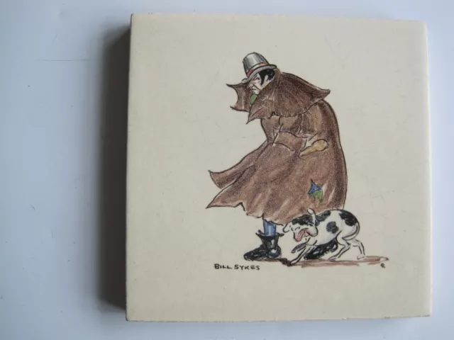 Vintage 4 1/8" Rhotico Tile - Bill Sykes (Dickens Oliver Twist)- Rosalind Ord