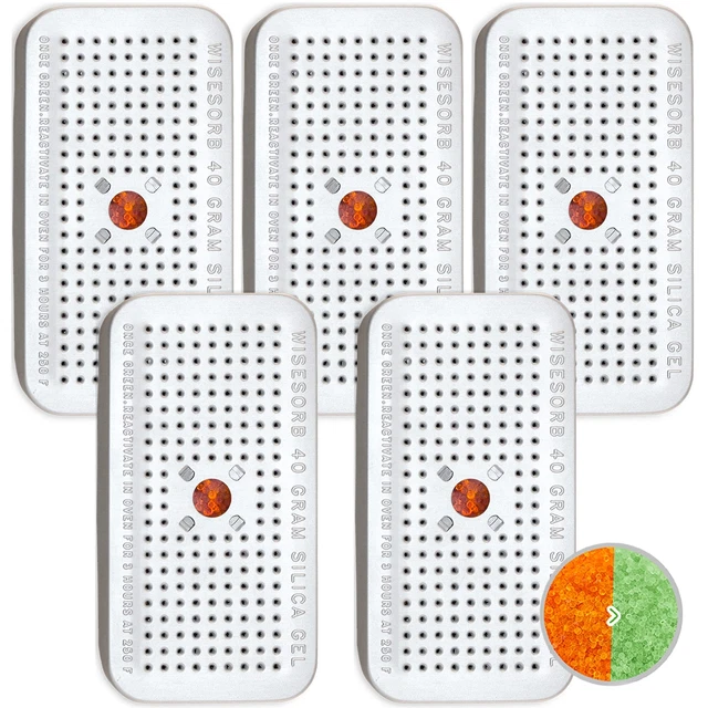 40 Gram Pack of 5 Silica Gel Canister, Gun Safe Dehumidifiers (Orange to Green)